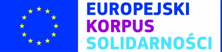 Flaga UE z dopiskiem "Europejski Korpus Solidarności"